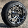 14-inch-hercules-black-machined-golf-cart-wheels-14x7-and-205/30-14-ITP-ultra-gt-street-turf-golf-cart-tires-combo-petesgoflcarts