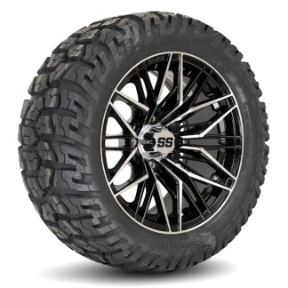 14-inch-hornet-black-machined-aluminum-golf-cart-wheels-14x7-22x10.5-14-Gator-All-Terrain-Golf-Cart-Tires-1