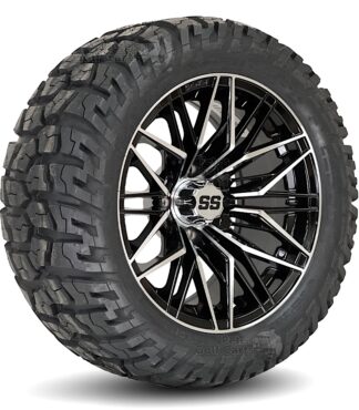 14-inch-hornet-black-machined-aluminum-golf-cart-wheels-14x7-22x10.5-14-Gator-All-Terrain-Golf-Cart-Tires-1