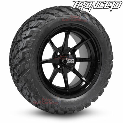 14-inch-hydra-gloss-black-golf-cart-wheels-and-23x10-14-ironclad-p3118-wanda-edge-all-terrain-tires-combo-petesgolfcarts-BNDL-TR1408-WH1401
