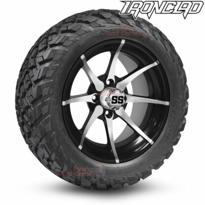 14-inch-kraken-machined-black-golf-cart-wheels-and-23x10-14-ironclad-p3118-wanda-edge-all-terrain-tires-combo-petesgolfcarts-BNDL-TR1408-WH1402