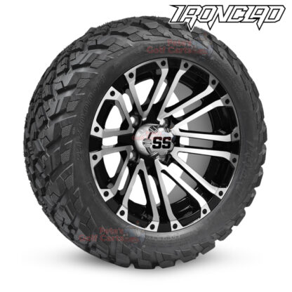 14-inch-lancer-black-machined-golf-cart-wheels-and-23x10-14-ironclad-hybrid-all-terrain-tires-combo-ezgo-clubcar-yamaha-petesgolfcarts-BNDL-TR1408-WH1424