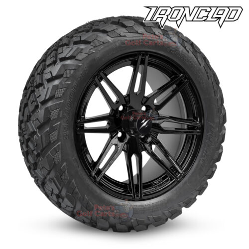 14-inch-lynx-gloss-black-golf-cart-wheels-and-23x10-14-ironclad-hybrid-all-terrain-tires-combo-ezgo-clubcar-yamaha-petesgolfcarts-BNDL-TR1408-WH1437