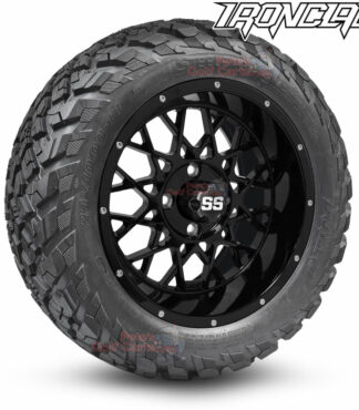 14-inch-matrix-gloss-black-golf-cart-wheels-and-23x10-14-ironclad-p3118-wanda-edge-all-terrain-tires-combo-petesgolfcarts-BNDL-TR1408-WH1420