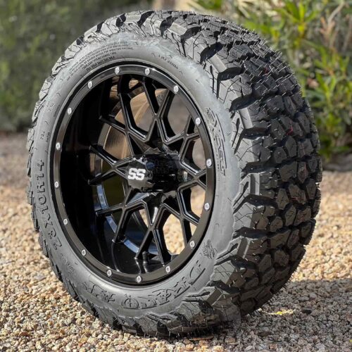 14-inch-matrix-gloss-black-golf-cart-wheels-and-23x10R14-excel-draco-radial-off-road-golf-cart-tires-clubcar-ezgo-yamaha