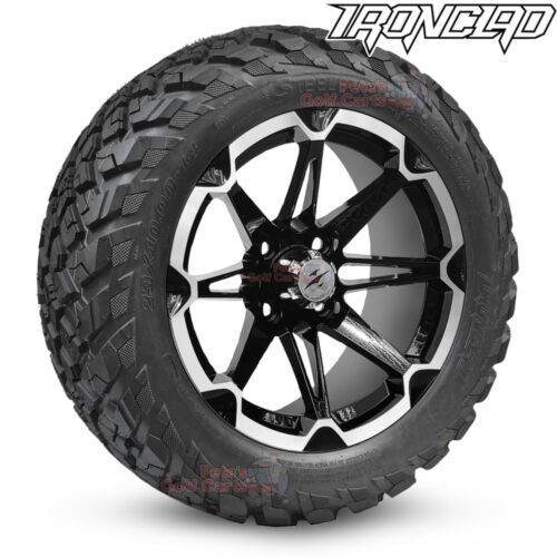 14-inch-mongoose-machined-black-golf-cart-wheels-and-23x10-14-ironclad-p3118-wanda-edge-all-terrain-tires-combo-petesgolfcarts-BNDL-TR1408-WH1468