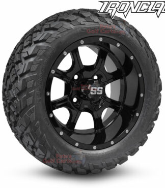 14-inch-night-stalker-gloss-black-golf-cart-wheels-and-23x10-14-ironclad-p3118-wanda-edge-all-terrain-tires-combo-petesgolfcarts-BNDL-TR1408-WH1403