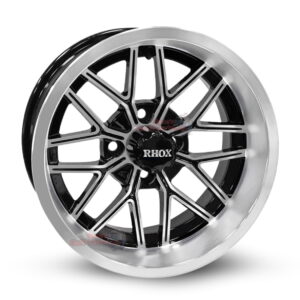 14" Nighthawk Black/Machined Golf Cart Wheels Set of 4 - RHOX®