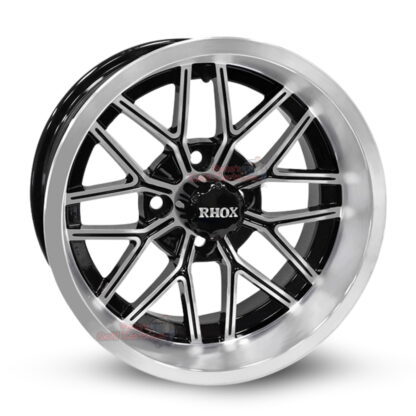 14-inch-nighthawk-black-machined-aluminum-golf-cart-wheels-RHOX-RX281-14x7-4x4-bolt-pattern-101mm-et-25mm-offset