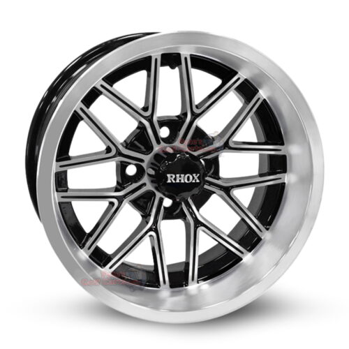 14-inch-nighthawk-black-machined-aluminum-golf-cart-wheels-RHOX-RX281-14x7-4x4-bolt-pattern-101mm-et-25mm-offset