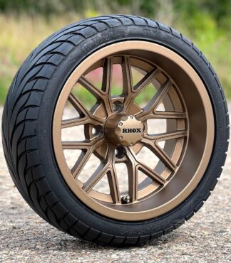 14-inch-nighthawk-bronze-golf-cart-wheels-and-215/35-14-RHOX-RXS-dot-low-profile-tires-combo-20-inches-tall-for-non-lifted-carts-ezgo-clubcar-yamaha-petesgolfcarts