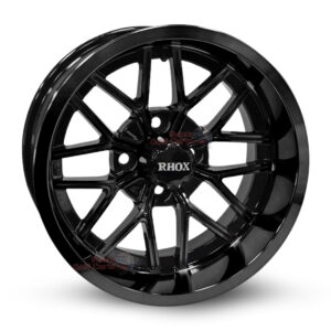 14" Nighthawk Gloss Black Golf Cart Wheels Set of 4 - RHOX®