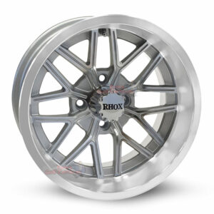 14" Nighthawk Silver/Machined Golf Cart Wheels Set of 4 - RHOX®