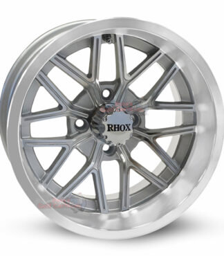 14-inch-nighthawk-machined-silver-aluminum-golf-cart-wheels-RHOX-RX281-14x7-4x4-bolt-pattern-101mm-et-25mm-offset