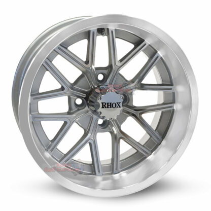 14-inch-nighthawk-machined-silver-aluminum-golf-cart-wheels-RHOX-RX281-14x7-4x4-bolt-pattern-101mm-et-25mm-offset