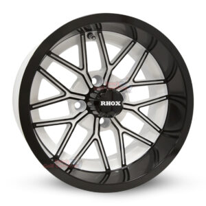 14" Nighthawk White/Black Golf Cart Wheels Set of 4 - RHOX®