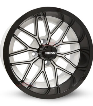 14-inch-nighthawk-white-black-aluminum-golf-cart-wheels-RHOX-RX281-14x7-4x4-bolt-pattern-101mm-et-25mm-offset