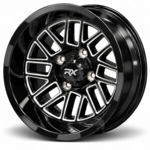 14″ Onyx Black/Machined Golf Cart Wheels Set of 4 | ET -50mm 14″x10″