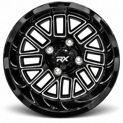 14-inch-onyx-gloss-black-machined-aluminum-golf-cart-wheels-RHOX-14x10-4x101.6mm-bolt-pattern-ET-50mm-Clubcar-ezgo-yamaha-petesgolfcarts-pgc