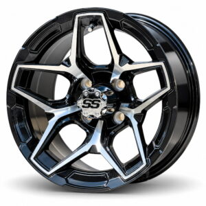 14" Orion Black/Machined Golf Cart Wheels - 14x7 ET-15