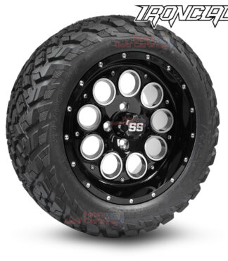 14-inch-pioneer-gloss-black-golf-cart-wheels-and-23x10-14-ironclad-hybrid-all-terrain-tires-combo-ezgo-clubcar-yamaha-petesgolfcarts-BNDL-TR1408-WH1404