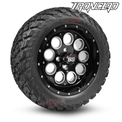 14-inch-pioneer-gloss-black-golf-cart-wheels-and-23x10-14-ironclad-hybrid-all-terrain-tires-combo-ezgo-clubcar-yamaha-petesgolfcarts-BNDL-TR1408-WH1404