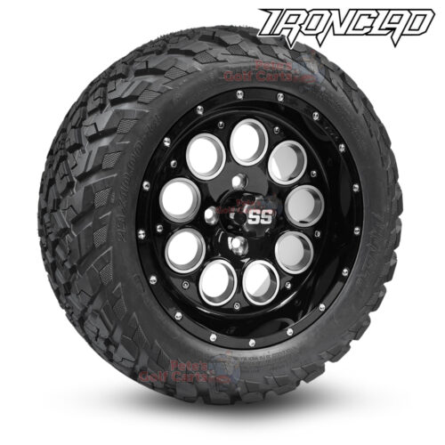 14-inch-pioneer-gloss-black-golf-cart-wheels-and-23x10-14-ironclad-hybrid-all-terrain-tires-combo-ezgo-clubcar-yamaha-petesgolfcarts-BNDL-TR1408-WH1404
