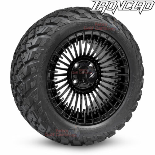 14-inch-piranha-gloss-black-golf-cart-wheels-and-23x10-14-ironclad-p3118-wanda-edge-all-terrain-tires-combo-petesgolfcarts-BNDL-TR1408-WH1454