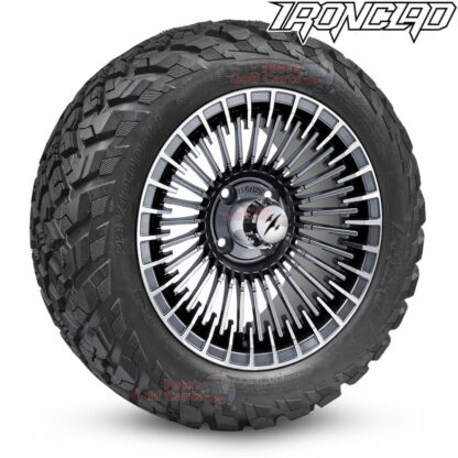 14-inch-piranha-gunmetal-gray-golf-cart-wheels-and-23x10-14-ironclad-p3118-wanda-edge-all-terrain-tires-combo-petesgolfcarts-BNDL-TR1408-WH1453