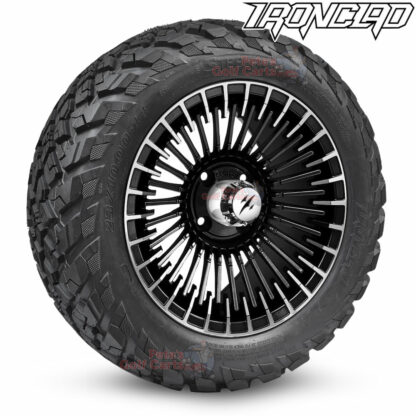 14-inch-piranha-machined-black-golf-cart-wheels-and-23x10-14-ironclad-p3118-wanda-edge-all-terrain-tires-combo-petesgolfcarts-BNDL-TR1408-WH1452