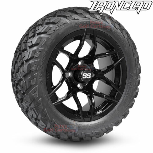 14-inch-rally-gloss-black-golf-cart-wheels-and-23x10-14-ironclad-p3118-wanda-edge-all-terrain-tires-combo-petesgolfcarts-BNDL-TR1408-WH1427