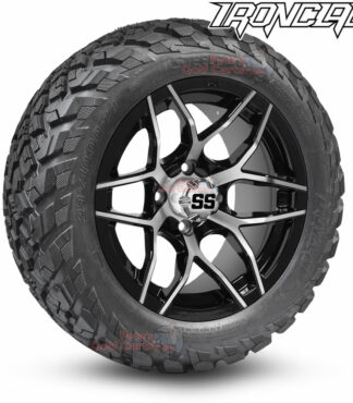 14-inch-rally-machined-black-golf-cart-wheels-and-23x10-14-ironclad-p3118-wanda-edge-all-terrain-tires-combo-petesgolfcarts-BNDL-TR1408-WH1426