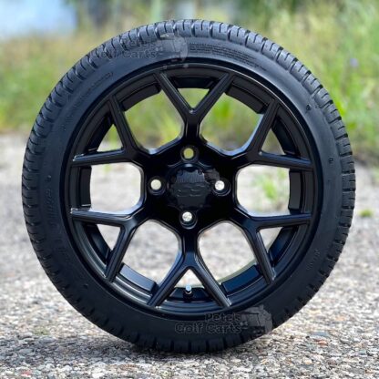 14-inch-rally-matte-black-golf-cart-wheels-205/30-14-deli-low-profile-street-turf-golf-cart-tires-combo-yamaha-ezgo-clubcar-petesgolfcarts