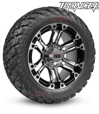 14-inch-rhino-black-machined-golf-cart-wheels-and-23x10-14-ironclad-hybrid-all-terrain-tires-combo-ezgo-clubcar-yamaha-petesgolfcarts-BNDL-TR1408-WH1422