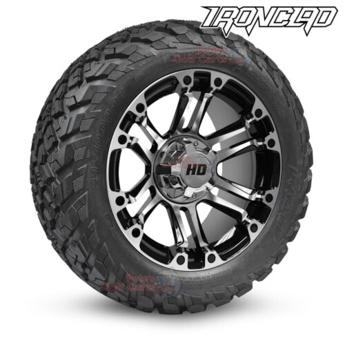 14-inch-rhino-black-machined-golf-cart-wheels-and-23x10-14-ironclad-hybrid-all-terrain-tires-combo-ezgo-clubcar-yamaha-petesgolfcarts-BNDL-TR1408-WH1422