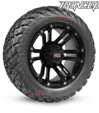 14-inch-rhino-gloss-blackgolf-cart-wheels-and-23x10-14-ironclad-hybrid-all-terrain-tires-combo-ezgo-clubcar-yamaha-petesgolfcarts-BNDL-TR1408-WH1423