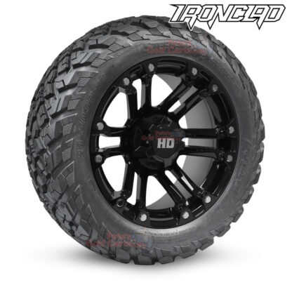 14-inch-rhino-gloss-blackgolf-cart-wheels-and-23x10-14-ironclad-hybrid-all-terrain-tires-combo-ezgo-clubcar-yamaha-petesgolfcarts-BNDL-TR1408-WH1423