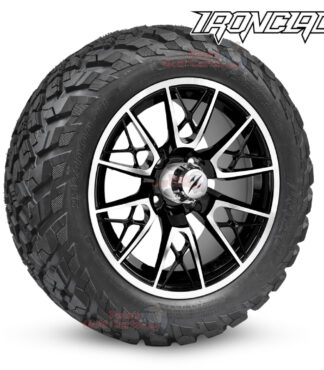 14-inch-saber-tooth-black-machined-golf-cart-wheels-and-23x10-14-ironclad-hybrid-all-terrain-tires-combo-ezgo-clubcar-yamaha-petesgolfcarts-BNDL-TR1408-WH1440