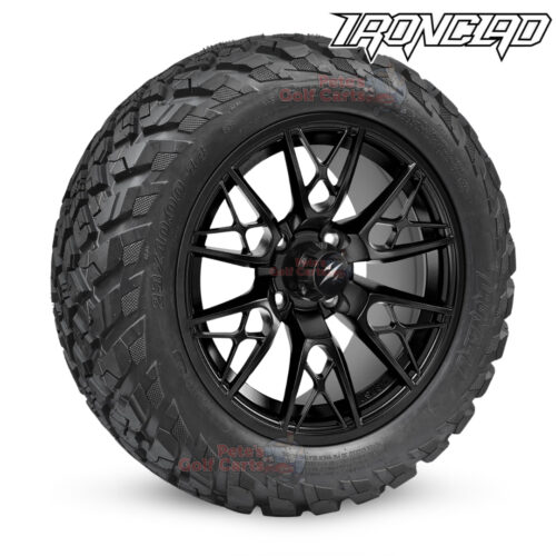 14-inch-saber-tooth-gloss-black-golf-cart-wheels-and-23x10-14-ironclad-hybrid-all-terrain-tires-combo-ezgo-clubcar-yamaha-petesgolfcarts-BNDL-TR1408-WH1441