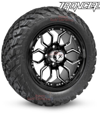 14-inch-scorpion-black-machined-golf-cart-wheels-and-23x10-14-ironclad-hybrid-all-terrain-tires-combo-ezgo-clubcar-yamaha-petesgolfcarts-BNDL-TR1408-WH1443
