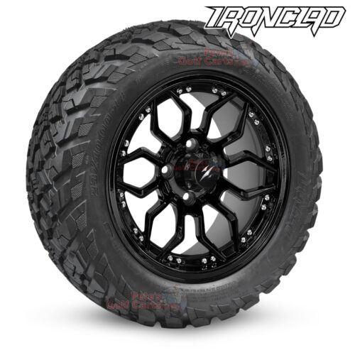 14-inch-scorpion-gloss-black-golf-cart-wheels-and-23x10-14-ironclad-hybrid-all-terrain-tires-combo-ezgo-clubcar-yamaha-petesgolfcarts-BNDL-TR1408-WH1444