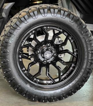 14-inch-scorpion-gloss-black-golf-cart-wheels-and-23x10.5-12-stinger-dot-all-terrain-golf-cart-tires-combo-SGC-Beast-golf-cart-wheel-collection