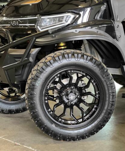 14-inch-scorpion-gloss-black-golf-cart-wheels-and-23x10.5-12-stinger-dot-all-terrain-golf-cart-tires-combo-SGC-Beast-golf-cart-wheel-collection-set-of-4