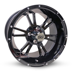14" Stallion Gloss Black Golf Cart Wheels Set of 4 - RHOX®