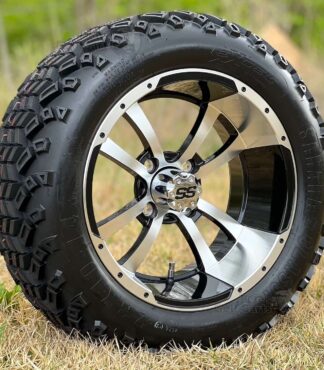 14-inch-storm-trooper-black-machined-golf-cart-wheels-and-23x10-14-excel-sahara-classic-dot-all-terrain-golf-cart-tires-combo-set-of-4-ezgo-clubcar-yamaha