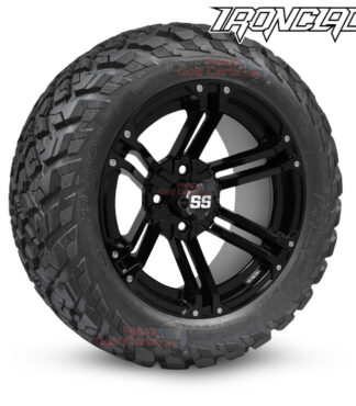 14-inch-terminator-gloss-black-golf-cart-wheels-and-23x10-14-ironclad-hybrid-all-terrain-tires-combo-ezgo-clubcar-yamaha-petesgolfcarts-BNDL-TR1408-WH1410