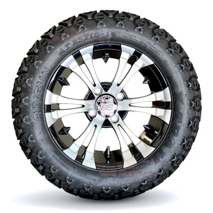 14-inch-vampire-black-machined-aluminum-golf-cart-wheels-14x7-and-23x10-14-6-ply-DOT-all-terrain-golf-golf-cart-tires-set-of-4