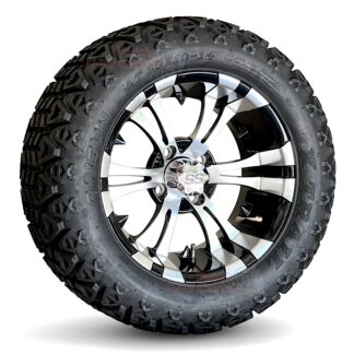 14-inch-vampire-black-machined-aluminum-golf-cart-wheels-14x7-and-23x10-14-6-ply-DOT-all-terrain-golf-golf-cart-tires-set-of-4-main