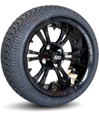 14-inch-vampire-gloss-black-aluminum-golf-cart-wheels-205:30-14-dot-low-profile-tires-set-of-4-combo-ezgo-yamaha-clubcar-angle