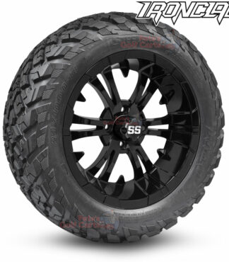 14-inch-vampire-gloss-black-golf-cart-wheels-and-23x10-14-ironclad-p3118-wanda-edge-all-terrain-tires-combo-petesgolfcarts-BNDL-TR1408-WH1414